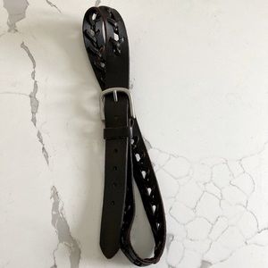 AMERICAN EAGLE WOVEN LEATHER BELT. DARK BROWN.